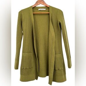 Stitches & Stripes Women’s Small‎ Olive Green Braid Cable Knit Cardigan Sweater